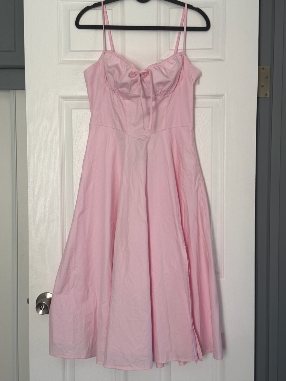 Fashion Nova Oh Darling Poplin Midi Dress Pink Corset Lace Up NWT M - Picture 3 of 15